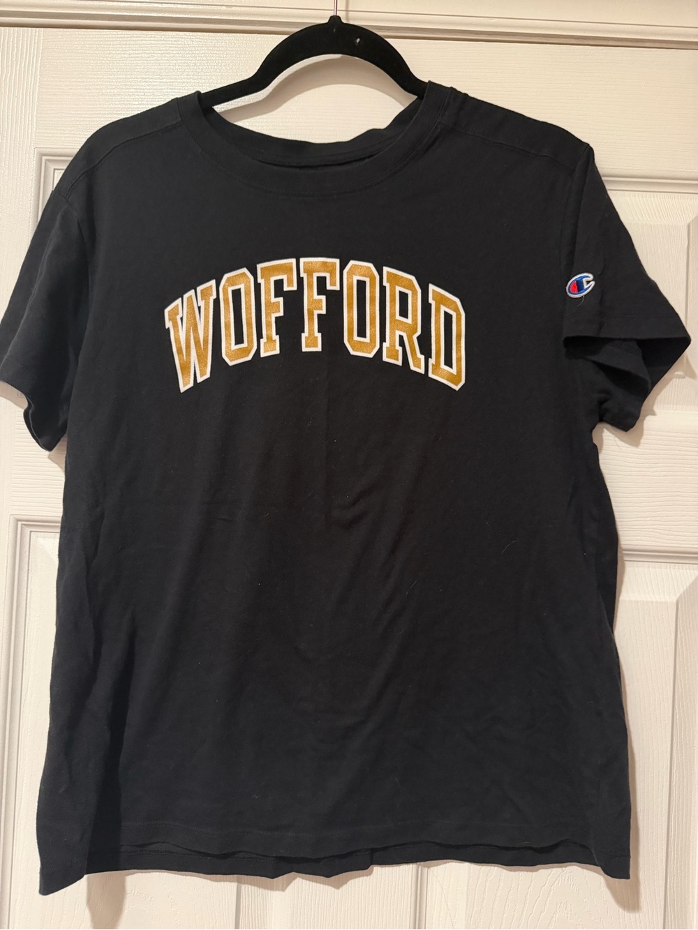 Champion Black Wofford Gold Logo Tee
